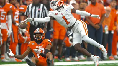 Clemson safety Andrew Mukuba (1) breaks up a pass to Syracuse receiver Umari Hatcher (17) during the second quarter Sep 30