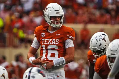 Sep 28, 2024; Austin, Texas, USA; Texas Longhorns quarterback Arch Manning (16) runs the ball in the second half against the Mississippi State Bulldogs at Darrell K Royal-Texas Memorial Stadium.