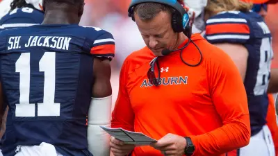 Auburn Tigers head coach Bryan Harsin as the Auburn Tigers take on the Penn State Nittany Lions at Jordan-Hare Stadium in Auburn