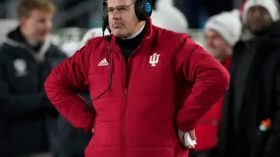 Indiana head coach Curt Cignetti watches the second half of a game between the Indiana Hoosiers and the Notre Dame Fighting Irish in first round of the College Football Playoff on Saturday