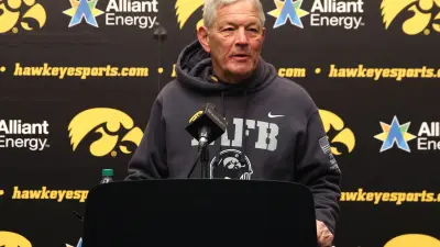 Iowa Hawkeyes head football coach Kirk Ferentz speaks the media after an open spring practice Saturday