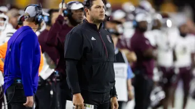 Oklahoma offensive coordinator Jeff Lebby is pictured before a college football game between the University of Oklahoma Sooners (OU) and the TCU Horned Frogs at Gaylord Family-Oklahoma Memorial Stadium in Norman