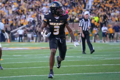 Aug 29, 2024; Columbia, Missouri, USA; Missouri Tigers wide receiver Luther Burden III (3) runs the ball against the Murray State Racers during the game at Faurot Field at Memorial Stadium.