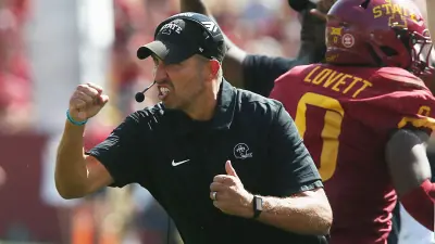 Iowa State Cyclones' head coach Matt Campbell reacts from the side line against Northern Iowa during the third quarter in the season-opening game at Jack Trice Stadium on Saturday