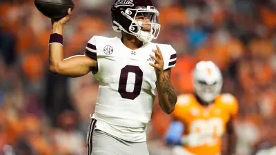Mississippi State quarterback Michael Van Buren Jr. (0) during a college football game between Tennessee and Mississippi State at Neyland Stadium in Knoxville