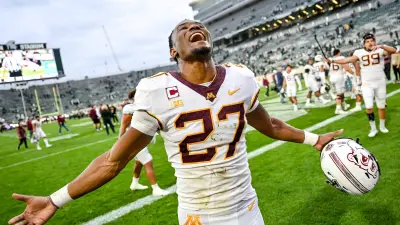 Minnesota's Tyler Nubin celebrates after beating Michigan State on Saturday