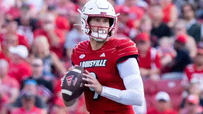 University of Louisville quarterback Tyler Shough (9) runs a drill during their second practice on Friday