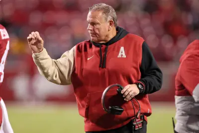 Nov 24, 2023; Fayetteville, Arkansas, USA; Arkansas Razorbacks head coach Sam Pittman during the fourth quarter against the Missouri Tigers at Donald W. Reynolds Razorback Stadium. Missouri won 48-14.